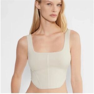 ARITZIA Babaton Sculpt Knit Bustier Tank Light Birch Size M Square Neck Crop Top